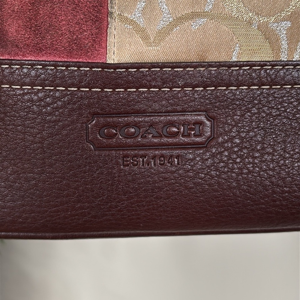Coach Genuine Leather Patchwork Multicolor Shoulder Bag Signature C Metallic - Picture 3 of 16